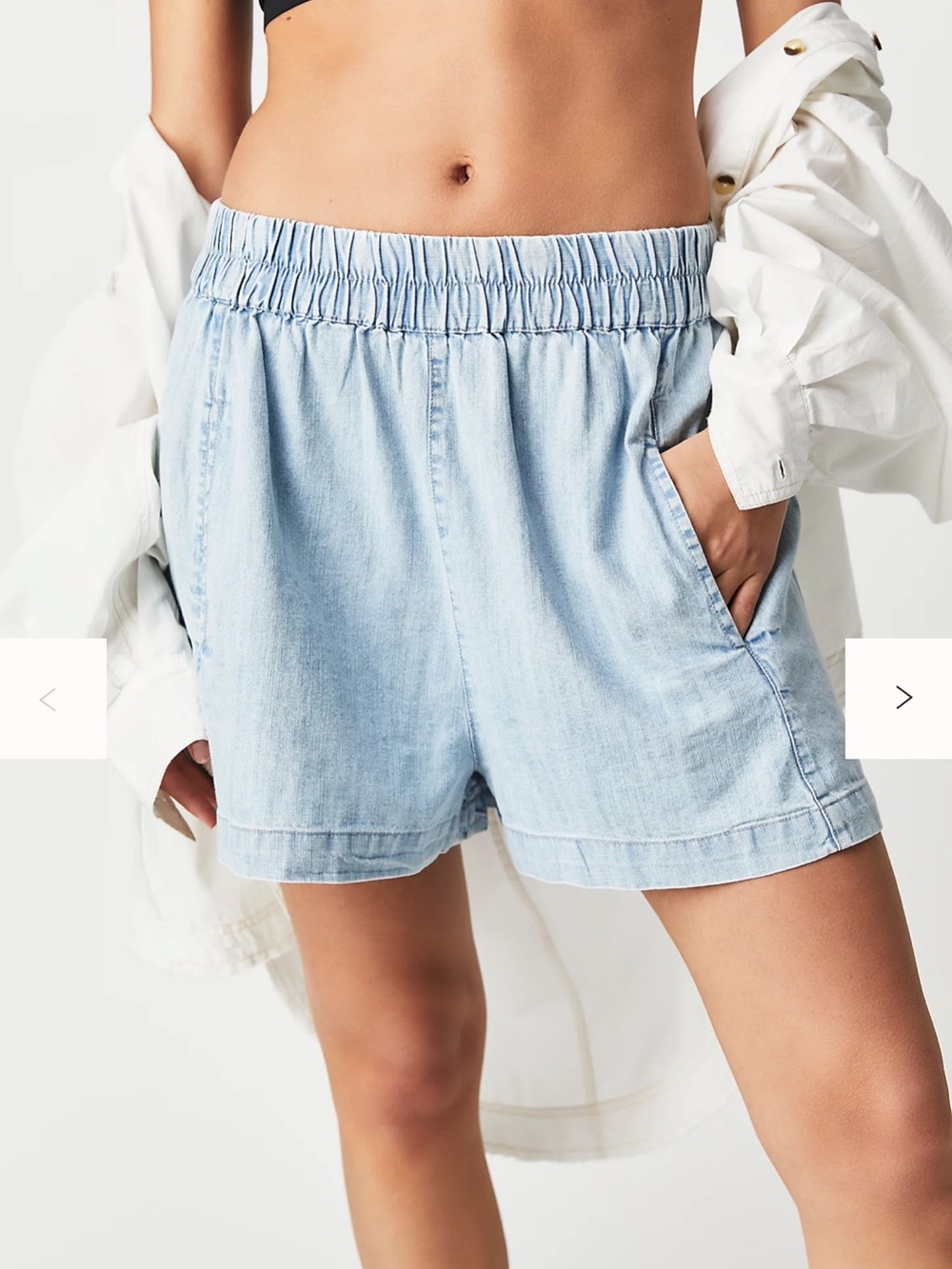 We The Free Get Free Chambray Pull-On Shorts size large 100% cotton